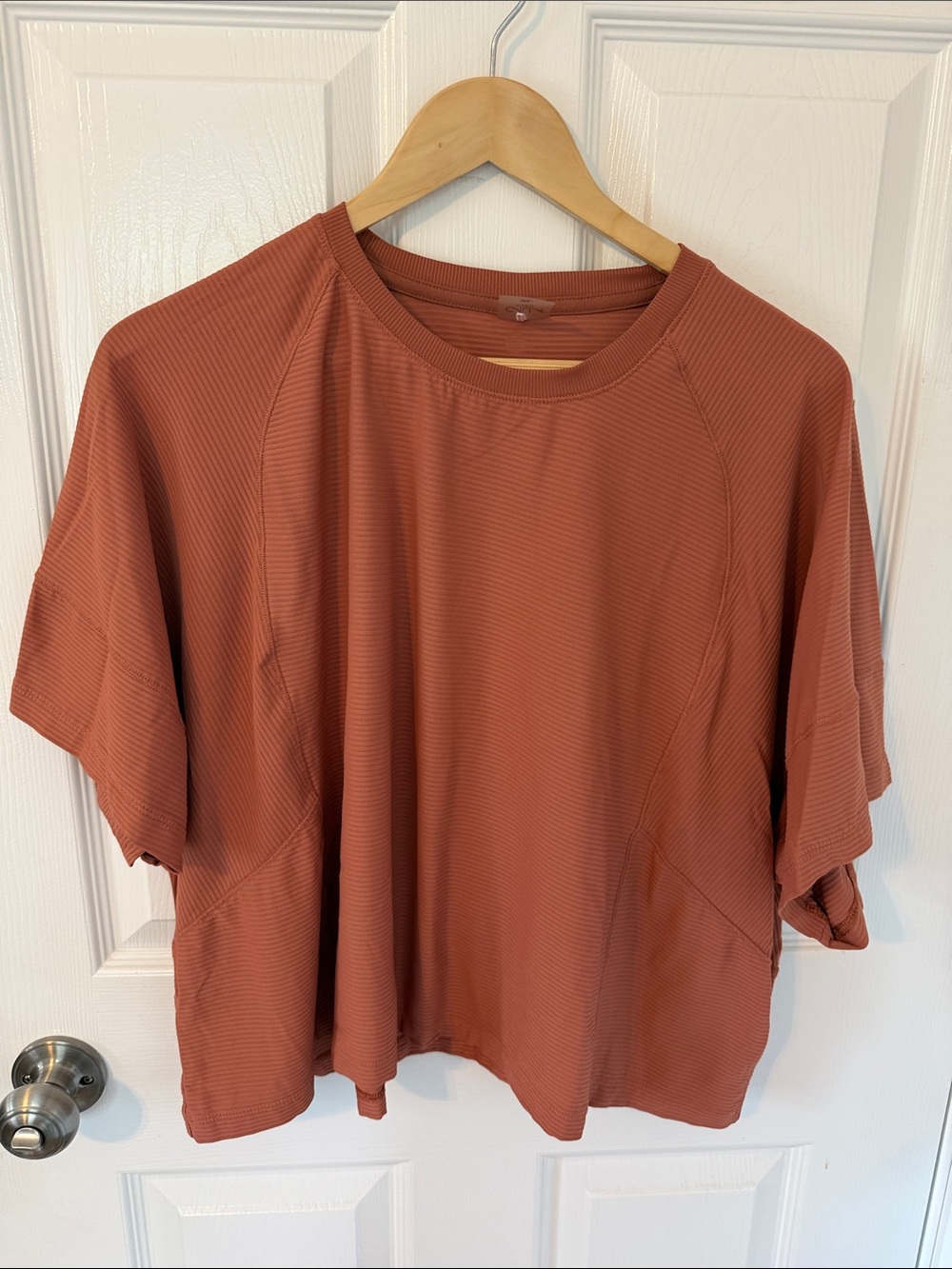Calia Short-Sleeve Crewneck Top in Rusty Terracotta